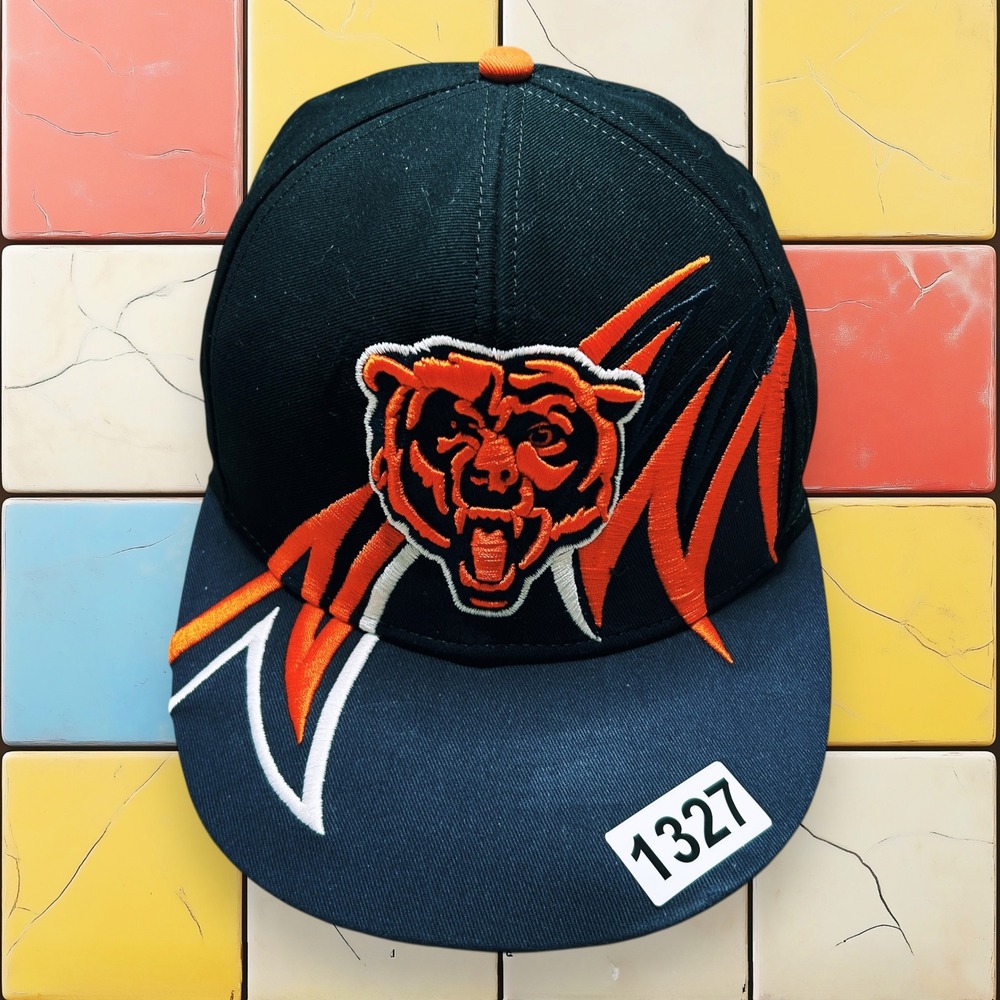 VTG NFL Y2K Chicago Bears Snapback Hat Navy Blue Orange Bear Claw Adjustable